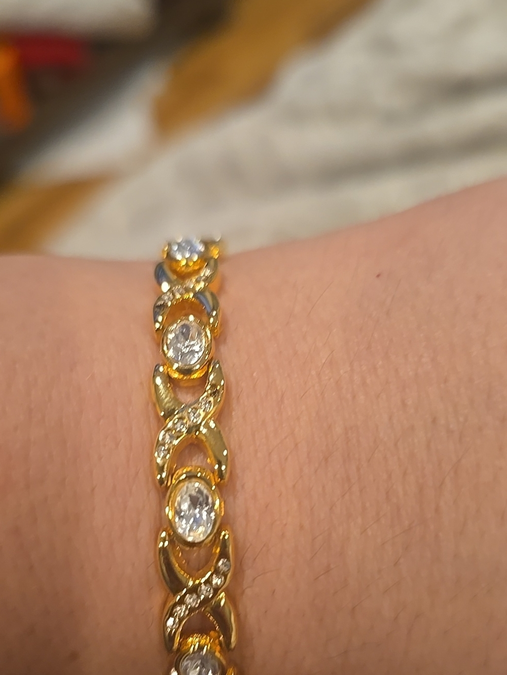 Gold Tone Cubic Zirconia Tennis Bracelet Xo Bracelet